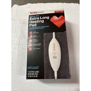 CVS Extra Long Heating Pad 12x24 4 Heat Settings Auto Shutoff NEW 🔥